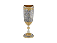 Высокий серебряный бокал для вина с позолотой «Застольный»
